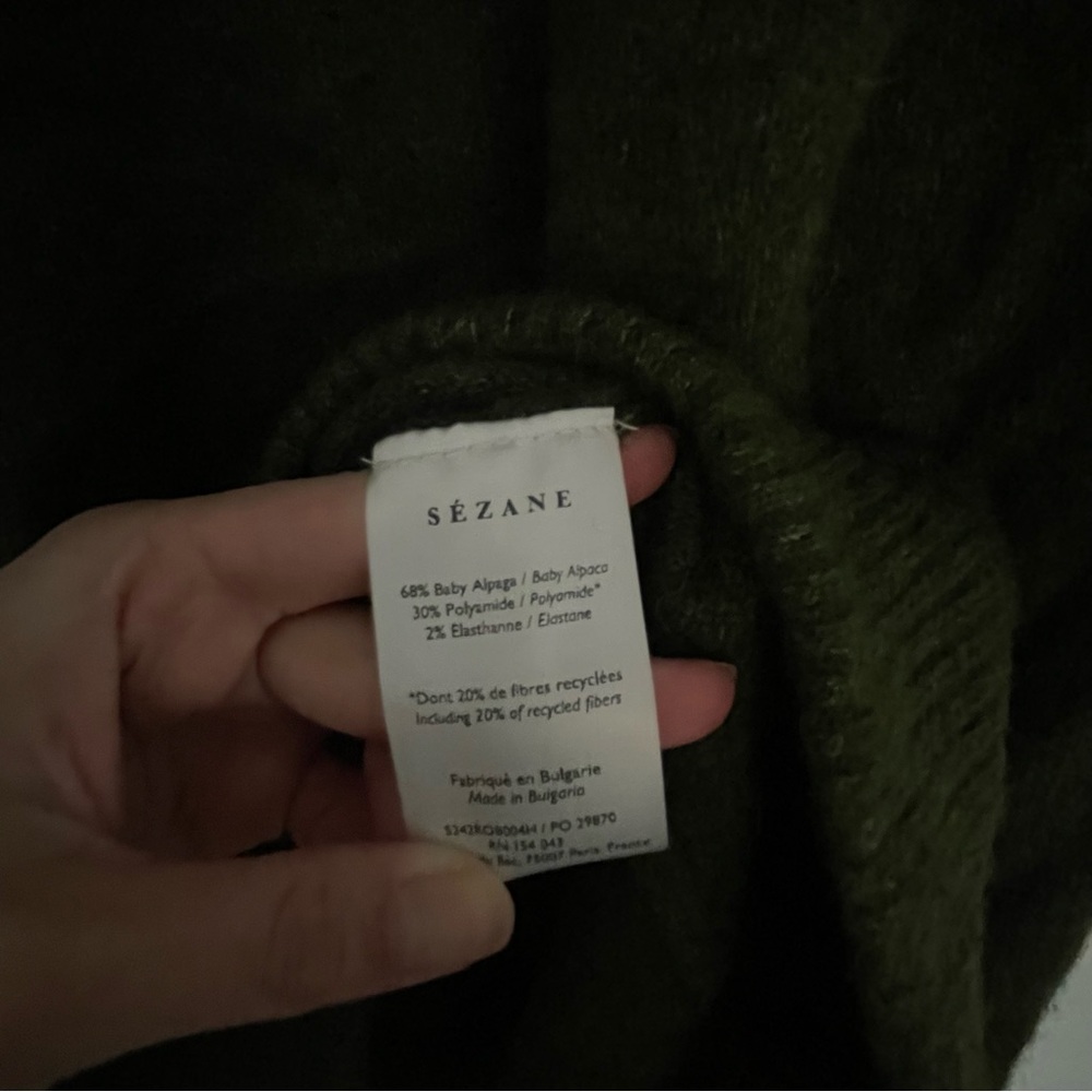 Sezane Olive Green FREJA Sweater Dress - Picture 6 of 7